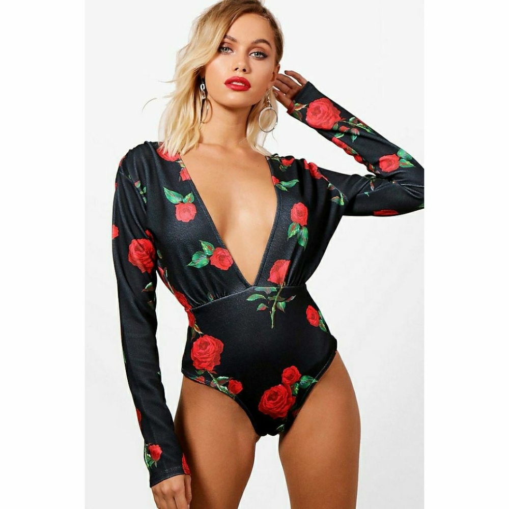 🌹 Rose Print Body Suit, Never Worn